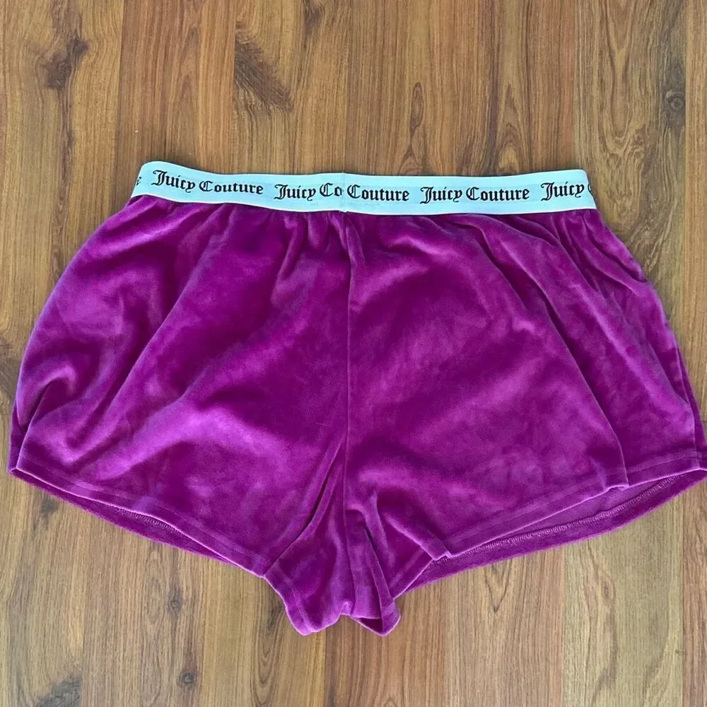 Juicy couture purple velour shorts with juicy couture logo elastic waistband XL